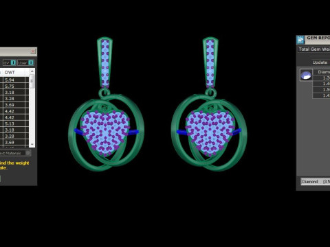 Printable 3D Jewelry design of Earrings with diamonds Modèle 3D