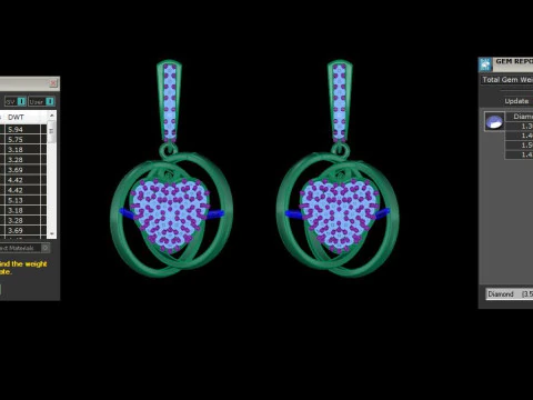 Printable 3D Jewelry design of Earrings with diamonds 3D Model