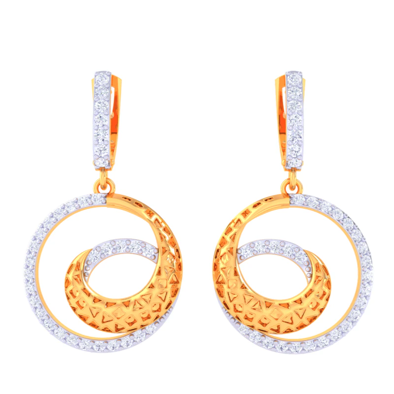 Printable 3D Jewelry design of Earrings with diamonds 3D Model .c4d .max .obj .3ds .fbx .stl .blend