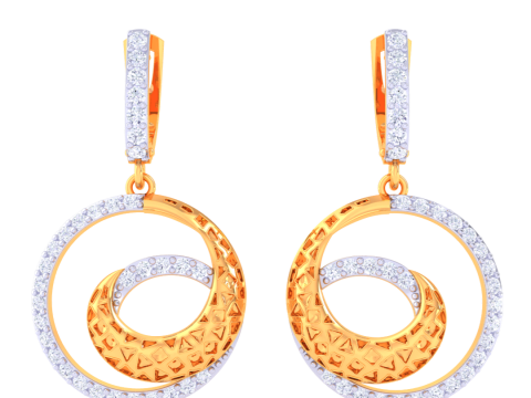 Printable 3D Jewelry design of Earrings with diamonds 3D Modell