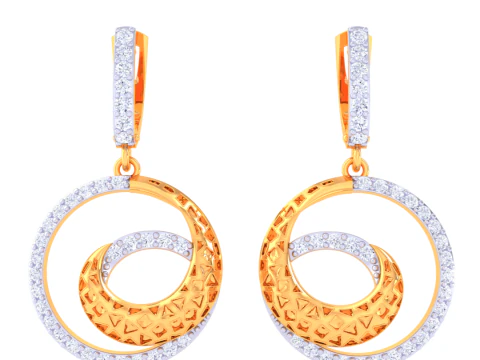 Printable 3D Jewelry design of Earrings with diamonds 3D Model