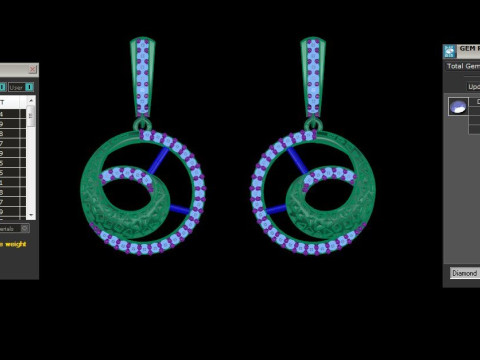 Printable 3D Jewelry design of Earrings with diamonds 3D Model