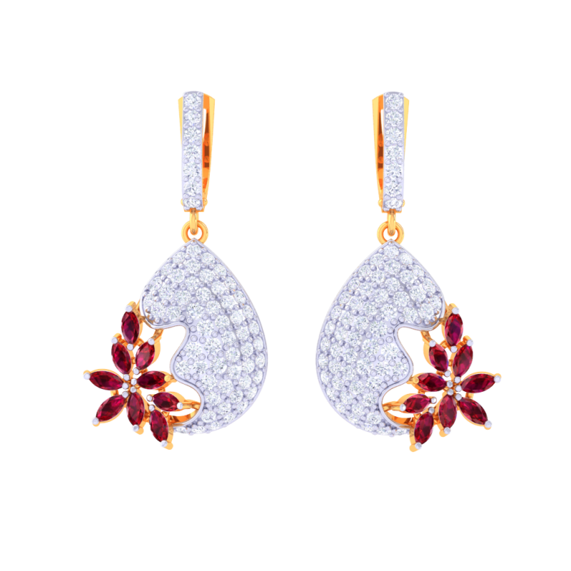 Printable 3D Jewelry design of Earrings with diamonds Model 3D .c4d .max .obj .3ds .fbx .stl .blend