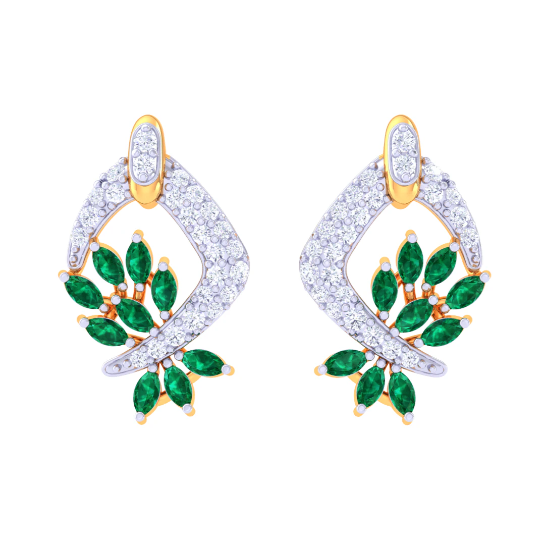 Printable 3D Jewelry design of Earrings with diamonds 3D Model .c4d .max .obj .3ds .fbx .stl .blend 