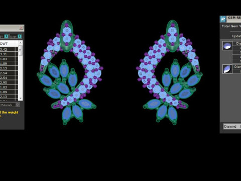 Printable 3D Jewelry design of Earrings with diamonds 3D Model