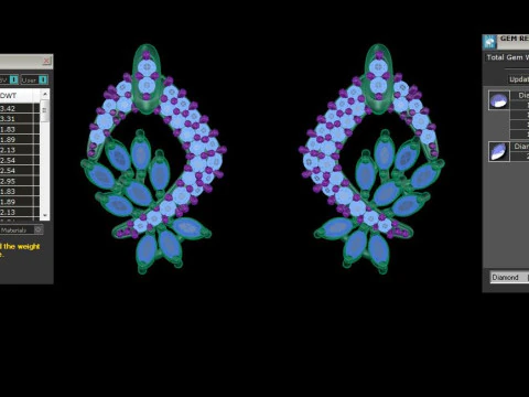 Printable 3D Jewelry design of Earrings with diamonds 3D Model