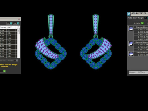 Printable 3D Jewelry design of Earrings with diamonds 3D Модель
