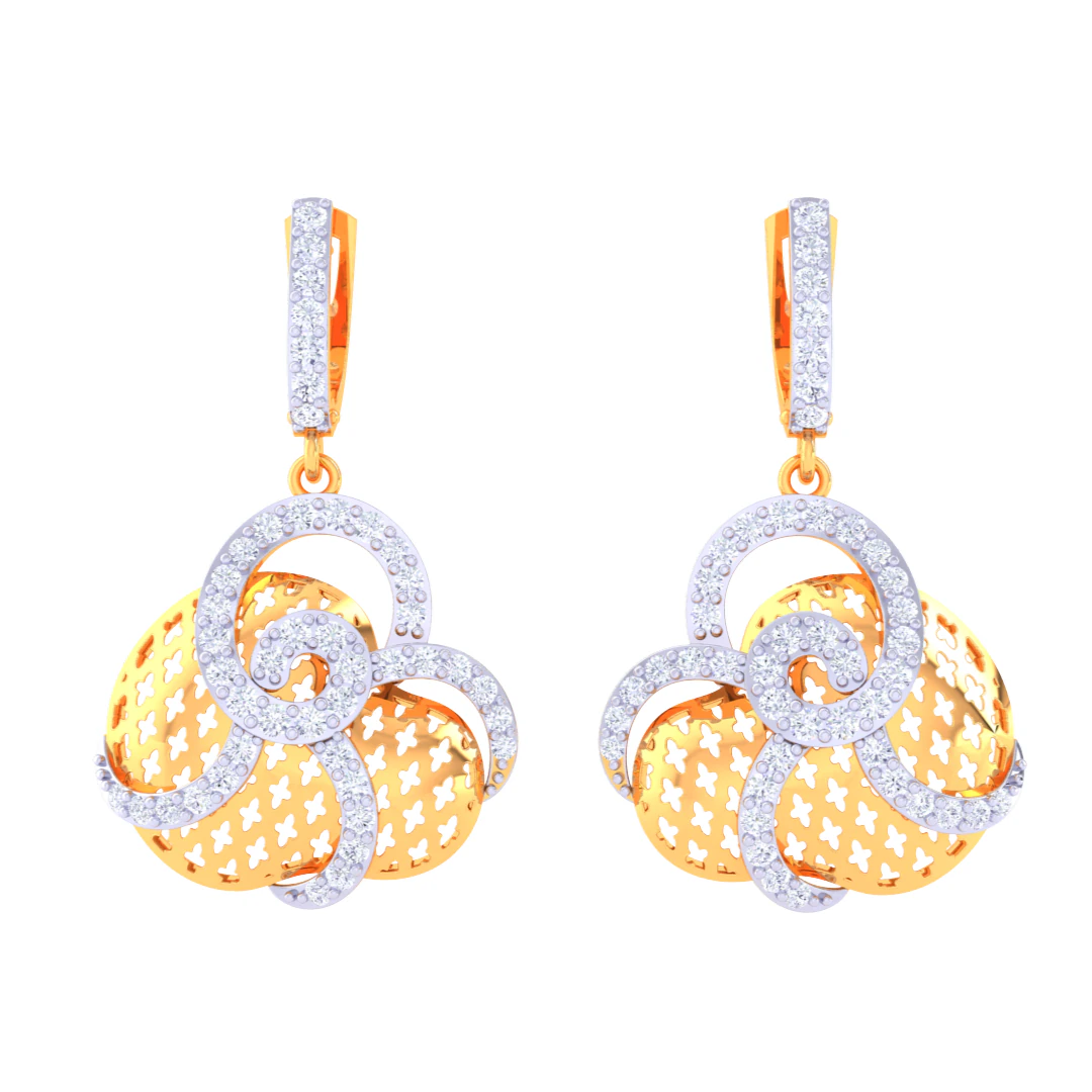 Printable 3D Jewelry design of Earrings with diamonds 3D Model .c4d .max .obj .3ds .fbx .stl .blend 