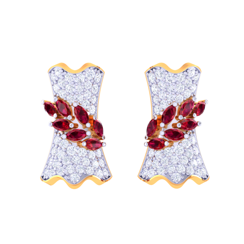 Printable 3D Jewelry design of Earrings with diamonds Model 3D .c4d .max .obj .3ds .fbx .stl .blend