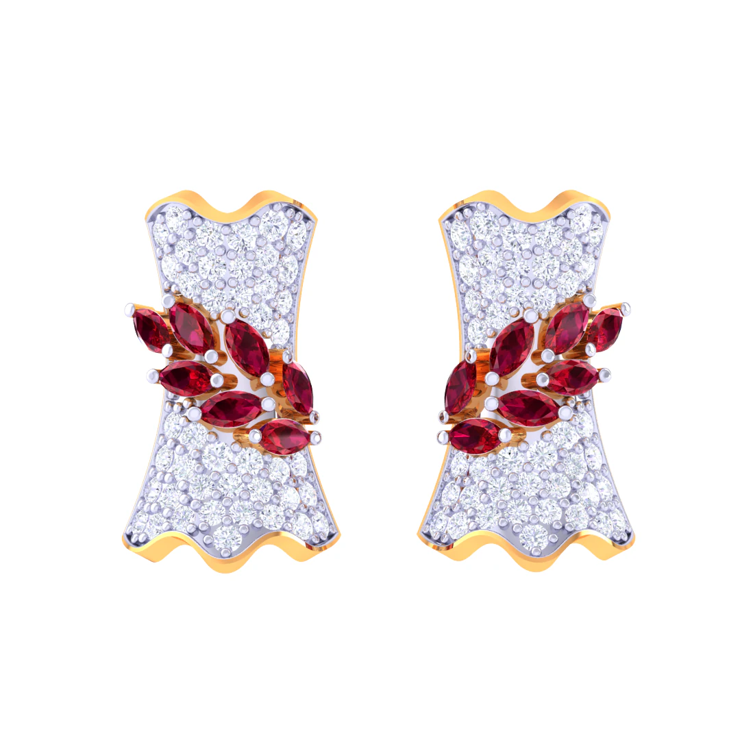 Printable 3D Jewelry design of Earrings with diamonds 3D Model .c4d .max .obj .3ds .fbx .stl .blend 