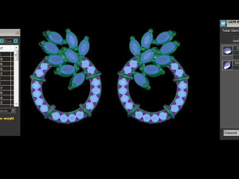 Printable 3D Jewelry design of Earrings with diamonds 3D Model