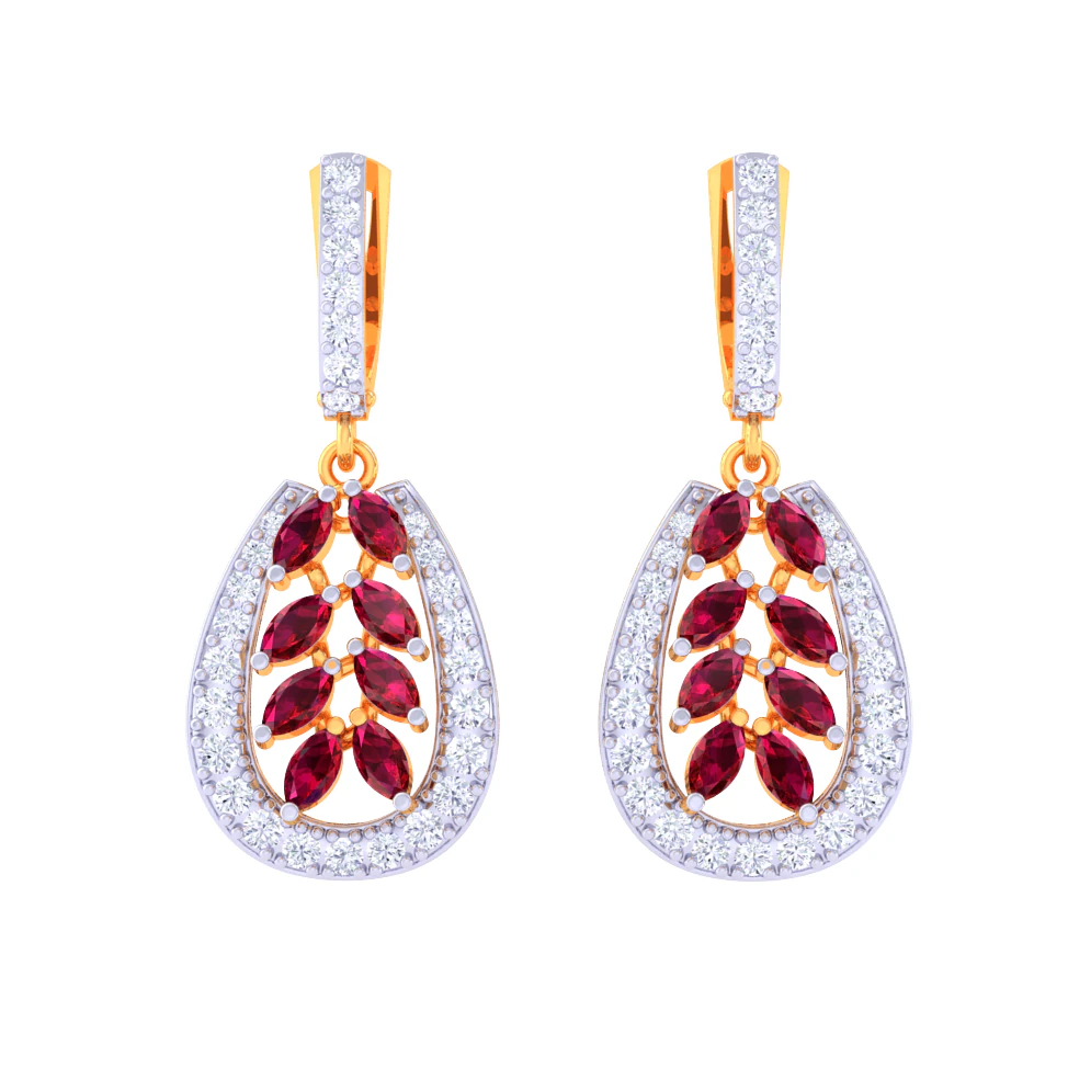 Printable 3D Jewelry design of Earrings with diamonds 3D Model .c4d .max .obj .3ds .fbx .stl .blend 