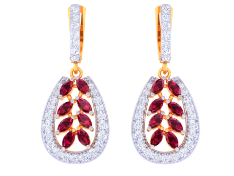 Design stampabile di gioielli 3D di orecchini con diamanti Modello 3D