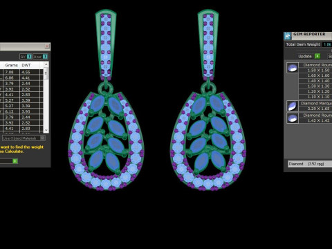Printable 3D Jewelry design of Earrings with diamonds 3D Model