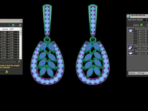 Printable 3D Jewelry design of Earrings with diamonds 3D Model