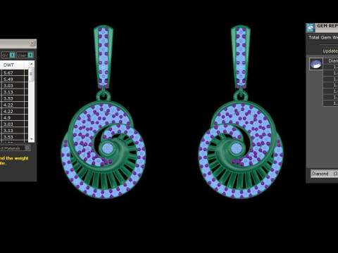 Printable 3D Jewelry design of Earrings with diamonds 3D Model