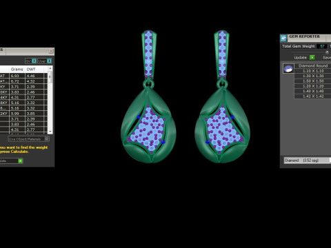 Printable 3D Jewelry design of Earrings with diamonds Modelo 3D