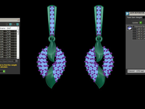 Printable 3D Jewelry design of Earrings with diamonds 3D 모델