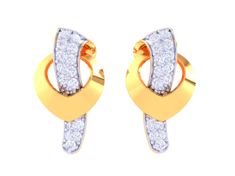 Dise&ntilde;o de joyer&iacute;a 3D imprimible de pendientes con diamantes. Modelo 3D
