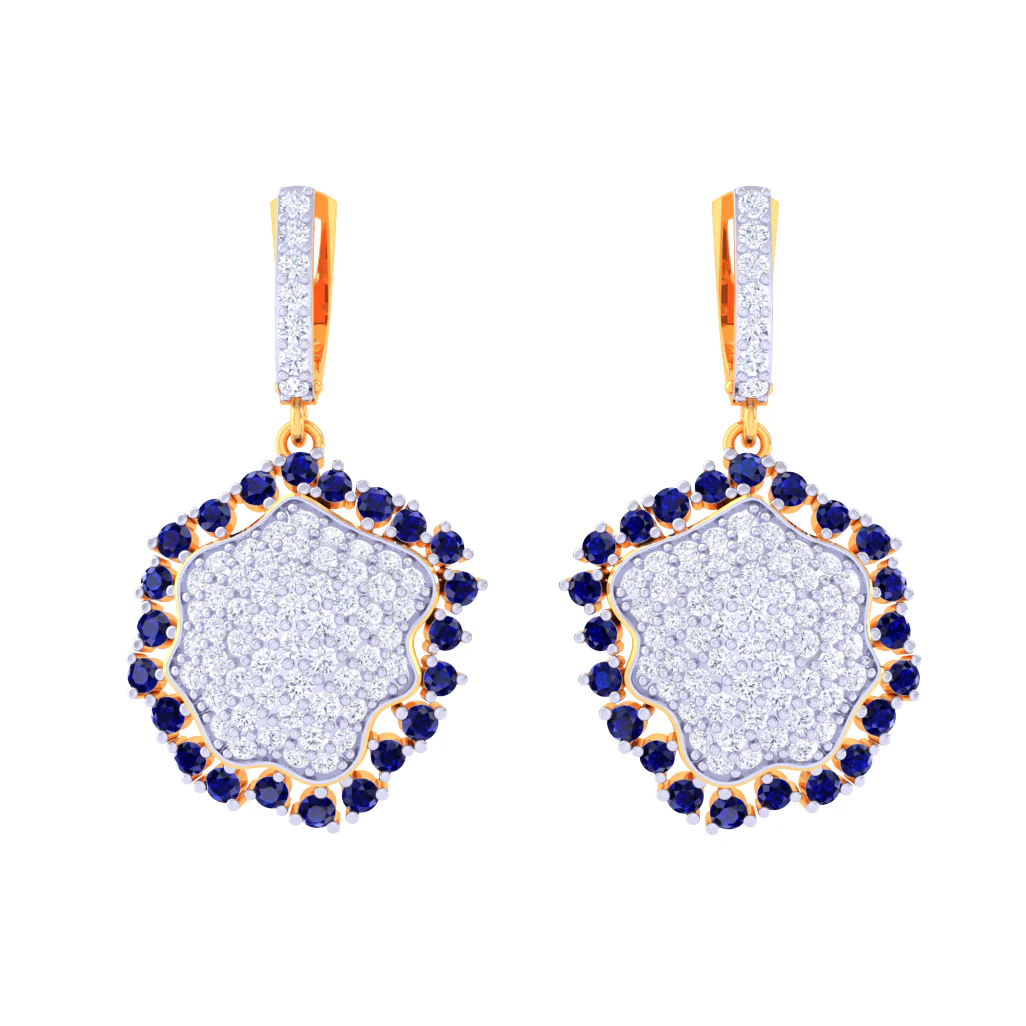 Printable 3D Jewelry design of Earrings with diamonds 3D Model .c4d .max .obj .3ds .fbx .stl .blend 