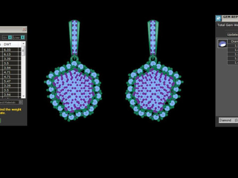 Printable 3D Jewelry design of Earrings with diamonds Modèle 3D
