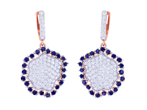 Printable 3D Jewelry design of Earrings with diamonds 3D Model