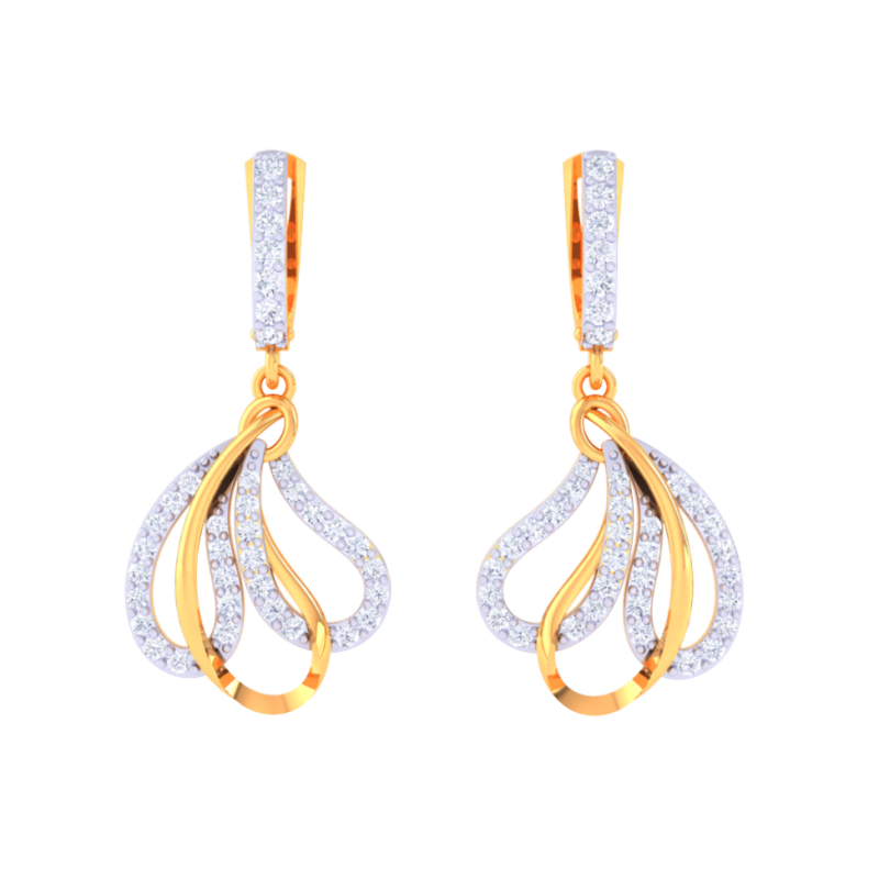 Printable 3D Jewelry design of Earrings with diamonds Modelo 3D .c4d .max .obj .3ds .fbx .stl .blend
