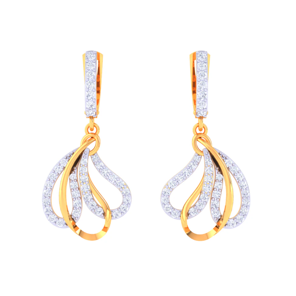 Printable 3D Jewelry design of Earrings with diamonds 3D Model .c4d .max .obj .3ds .fbx .stl .blend 