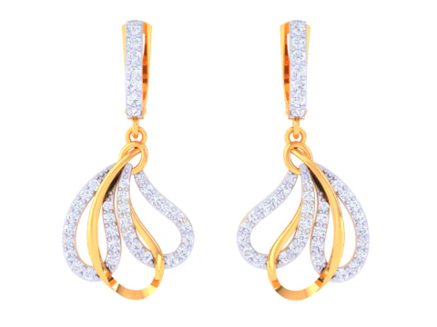 다이아몬드가 박힌 귀걸이의 인쇄 가능한 3D 주얼리 디자인 3D 모델