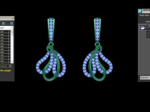 Printable 3D Jewelry design of Earrings with diamonds Modelo 3D