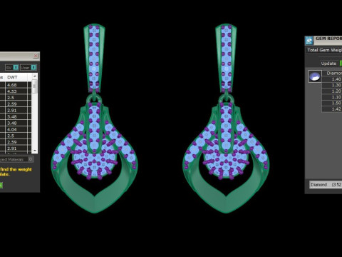 Printable 3D Jewelry design of Earrings with diamonds Modelo 3D