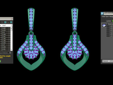 Printable 3D Jewelry design of Earrings with diamonds 3D Model