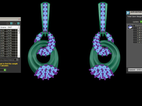 Printable 3D Jewelry design of Earrings with diamonds 3D Модель