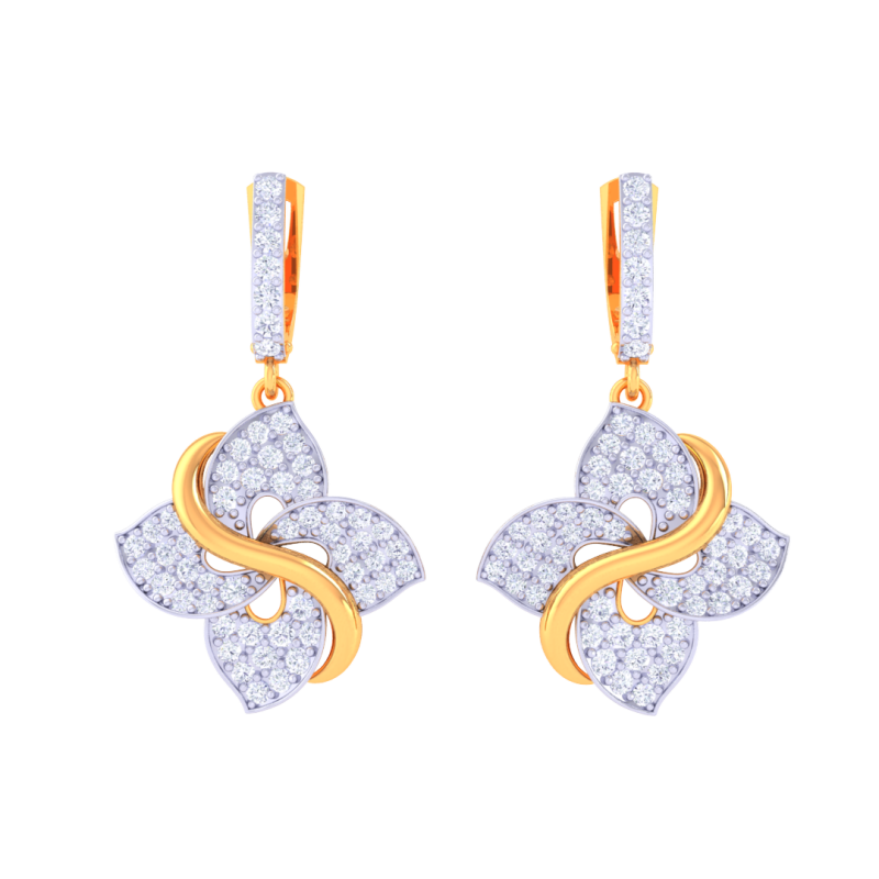 Printable 3D Jewelry design of Earrings with diamonds 3D Model .c4d .max .obj .3ds .fbx .stl .blend