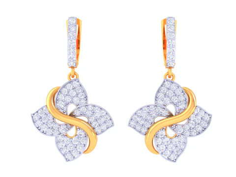 Desain Anting Perhiasan 3D yang dapat dicetak dengan berlian Model 3D