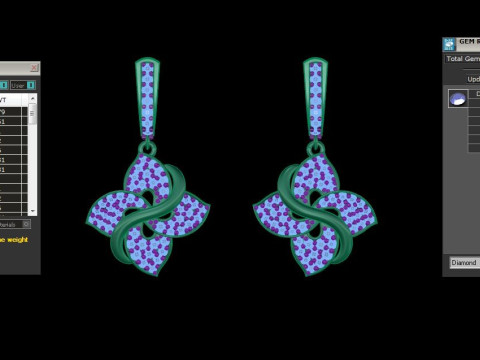 Printable 3D Jewelry design of Earrings with diamonds 3D Model