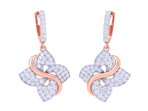 Printable 3D Jewelry design of Earrings with diamonds 3D Model