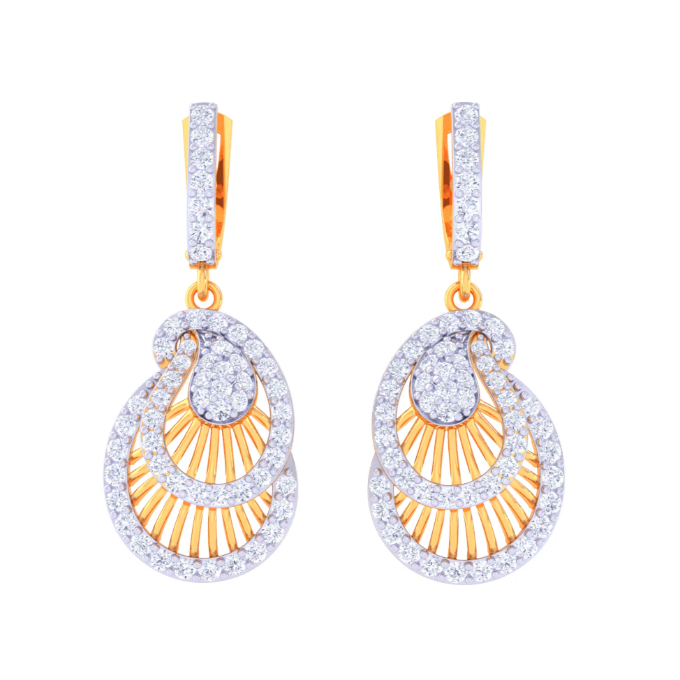 Printable 3D Jewelry design of Earrings with diamonds 3D Model .c4d .max .obj .3ds .fbx .stl .blend 