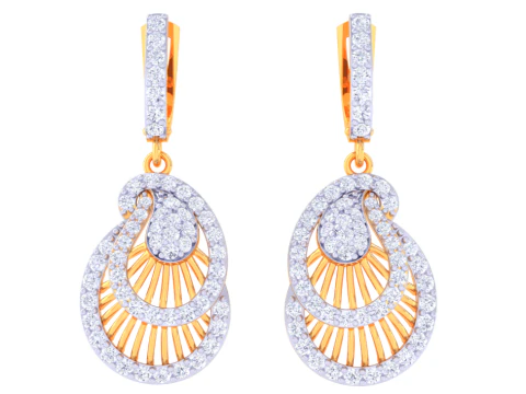 Printable 3D Jewelry design of Earrings with diamonds 3D Model