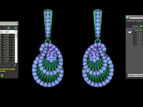 Printable 3D Jewelry design of Earrings with diamonds Modelo 3D
