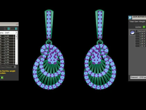 Printable 3D Jewelry design of Earrings with diamonds 3D Model