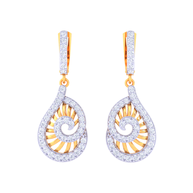 Printable 3D Jewelry design of Earrings with diamonds Modelo 3D .c4d .max .obj .3ds .fbx .stl .blend