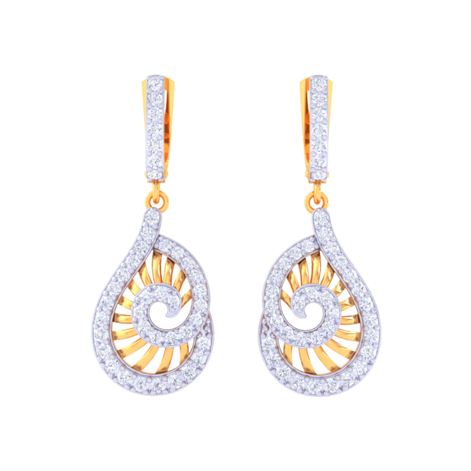 Printable 3D Jewelry design of Earrings with diamonds 3D Model .c4d .max .obj .3ds .fbx .stl .blend 