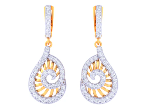 다이아몬드가 박힌 귀걸이의 인쇄 가능한 3D 주얼리 디자인 3D 모델