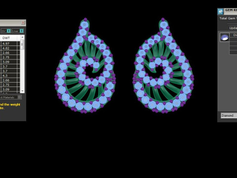 Printable 3D Jewelry design of Earrings with diamonds Modelo 3D