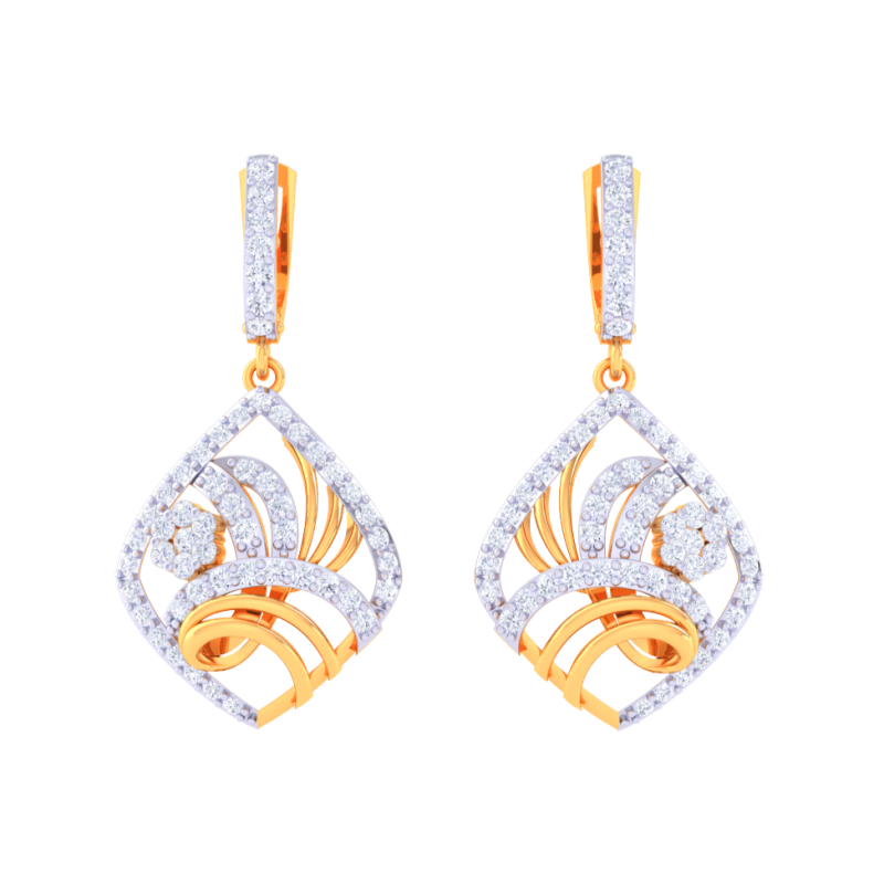Printable 3D Jewelry design of Earrings with diamonds 3D 模型 .c4d .max .obj .3ds .fbx .stl .blend