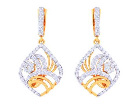 Printable 3D Jewelry design of Earrings with diamonds Modèle 3D