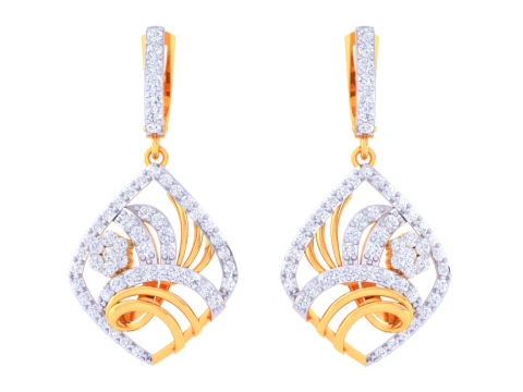 Printable 3D Jewelry design of Earrings with diamonds 3D Model