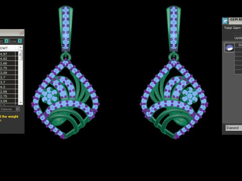 Printable 3D Jewelry design of Earrings with diamonds 3D Model