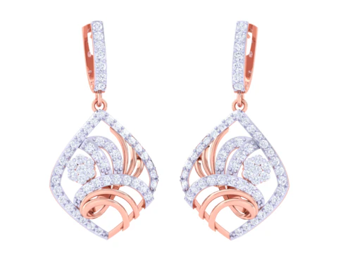 Printable 3D Jewelry design of Earrings with diamonds 3D Model